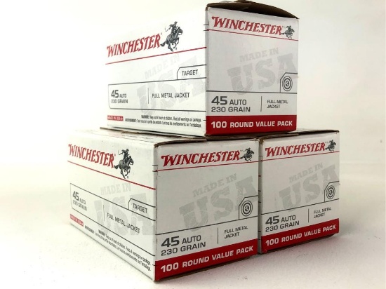 300rds Winchester 45ACP 230gr FMJ Ammo