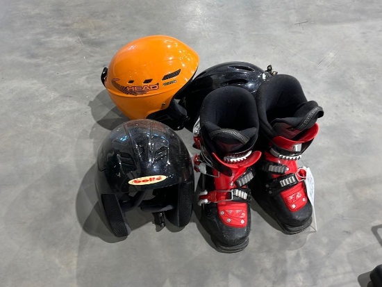 (3) Helmets & Kids Ski Boots
