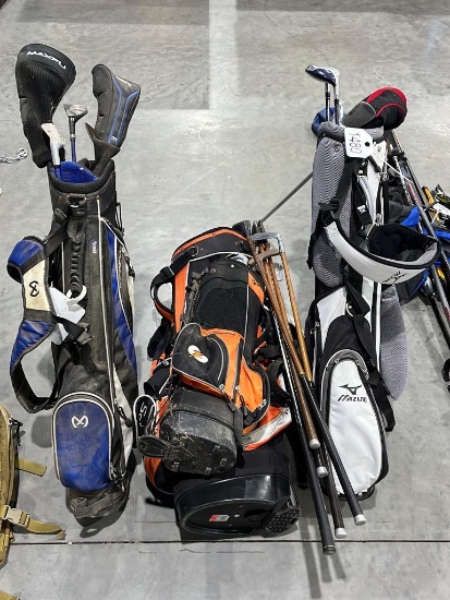 Assorted Golf Clubs & Golf Bags