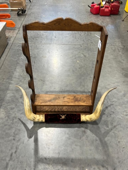 Bull Horns & Wooden Gun Rack