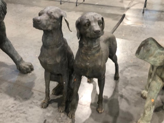 (2) 40" Bronze Dogs