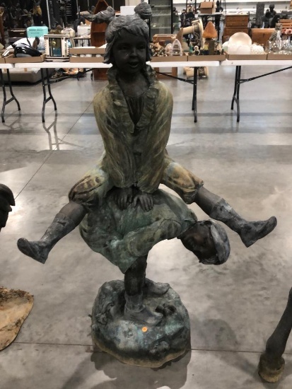 56" Bronze Children Leap Frogging Statue