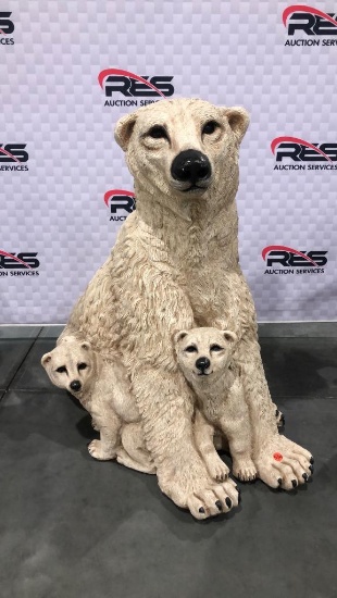 29" Ceramic Mama Polar Bear w/ Cubs