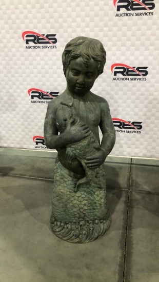 30" Bronze Boy Mermaid Fountain