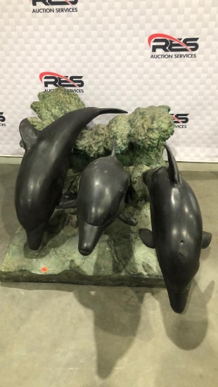 29"x24"x18" Bronze Triple Dolphin Sculpture
