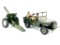 Tin Arnold US Jeep w/ (3) Soldiers & Tin Howitzer