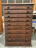 10-Drawer Oak Cabinet