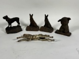 (4) Cast Iron Book Holders & (1) Cast Iron Horse