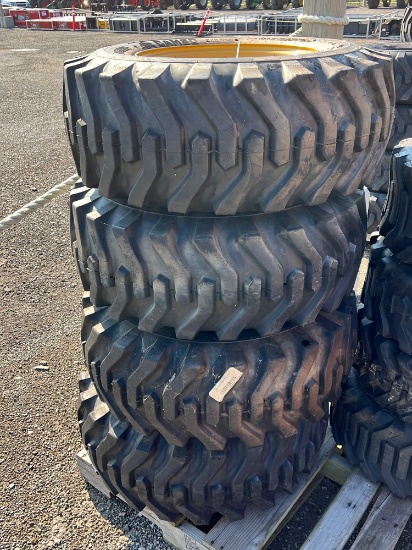 "ABSOLUTE" (4) 12x16.5 Skid Loader Tires w/ Rims