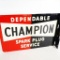 1950s Champion Spark Plugs Double-Sided Tin Flange Sign