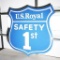 1958 US Royal Single-Sided Shield Shaped Tin Station Sign