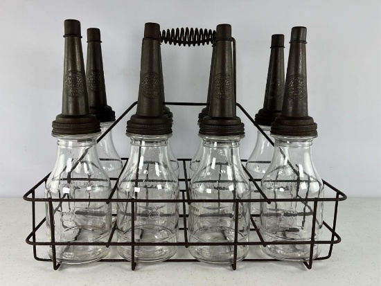 (8) Glass Oil Bottles w/ Carrier