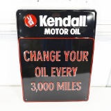 Kendall Motor Oil Change Your Oil Single-Sided Embossed Tin Sign