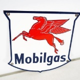 1952 Mobilgas Porcelain Pump Plate Sign w/ Pegasus Logo