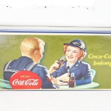 1943 Coca-Cola Belongs Diner Cardboard Sign