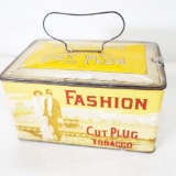 Circa 1910 Fashion Cut Plug Tobacco Tin With Car Artwork