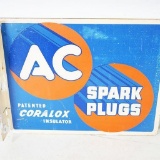 1940s Ac Spark Plugs Double-Sided Tin Station Sign