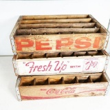 (3) Antique Soda Bottle Wooden Crates