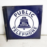 1940s Public Telephone Porcelain Flange Sign