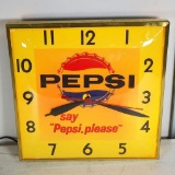 1960s Say Pepsi Please Glass-Faced Light-Up Diner Clock