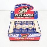 1930s Blue Crown Spark Plugs Display Box Still Full