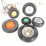 (7) Vintage Tire Shaped Ashtrays And Clocks