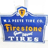 Firestone Tires Double-Sided Porcelain Garage Sign