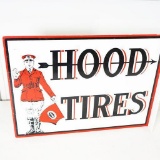Hood Tires Double-Sided Tin Flange Sign