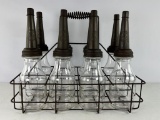 (8) Glass Oil Bottles w/ Carrier