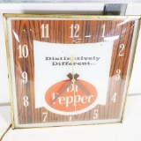 1960s Dr Pepper Distinctively Different Glass-Faced Light-Up Clock