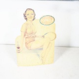 1930s Pop Kola Tennis Motif Easel Back Cardboard Sign