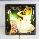Golden Girl Sun Drop Cola Glass-Faced Light-Up Diner Clock
