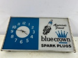 Blue Crown Spark Plug Lighted Clock