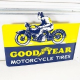 Goodyear Motorcycle Tires Double-Sided Porcelain Flange Sign