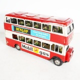 1950s Mobil Gas - Dunlop London Double-Decker Bus Japanese Tin Litho