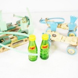 1950s Children's Strap On Roller Skates, Ice Skates & Set Of Squirt Bottle Salt And Pepper Shakers