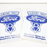 (2) Reproduction Ford V-8 Single-Sided Tin Signs