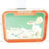 1940 Coca-Cola Sailor Girl Fishing Metal Serving Tray