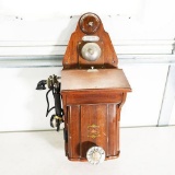 1920s Dutch Made Hand-Crank Wooden Telephone