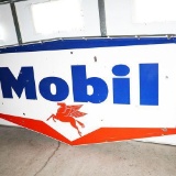 Large 1957 Mobil Oil Double-Sided Porcelain Sign With Pegasus Logo