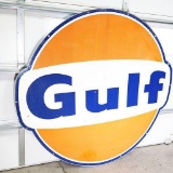 1960s Gulf Oil 6' Single-Sided Service Station Sign