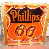 1930s Phillips 66 Single-Sided Neon Porcelain Filling Station Sign