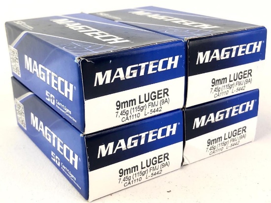 200rds Magtech 9mm 115Gr FMJ Ammo