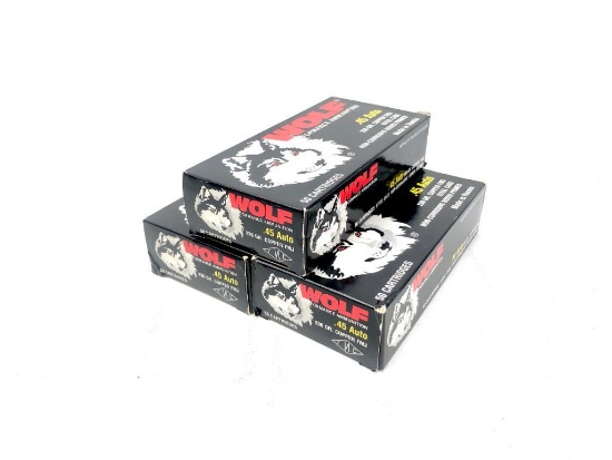 150rds Wolf 45Acp 230gr FMJ Steel Case Ammo
