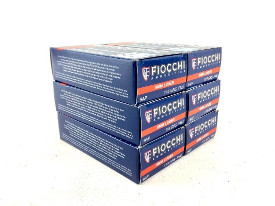 300rds Fiocchi 9mm 115Gr 9mm Ammo