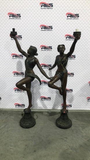 (2) 60" Lady Statue Lamps