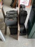 Asssorted plastic and metal ammo cans, shooting targets