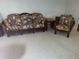 (3) Piece Rattan Sofa, Chair & Table