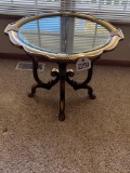 Glass Top Brass Side Table