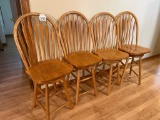 (4) Oak Swivel Counter Stools